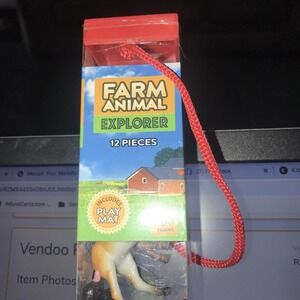 WowToyz Animal Explorer - Farm Animals Tube Playset - 12 Piece W/Play Mat Cake